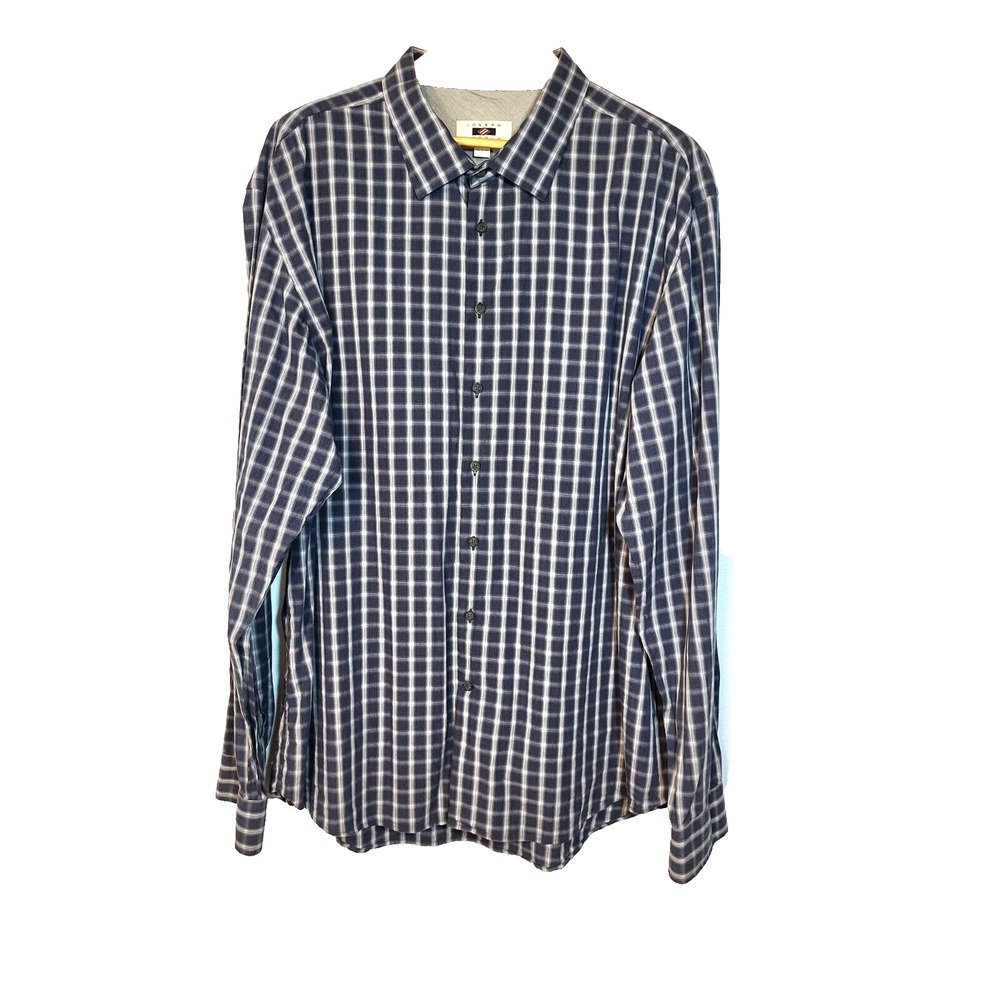 Joseph Abboud Button Up‎ Blue Plaid Cotton Shirt Long Sleeve 4XLT